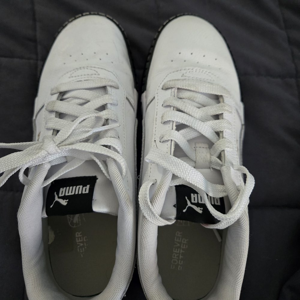 Puma Women's White and Black Lace-Up Sneakers